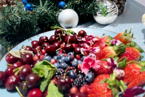 Fresh berries and flowers