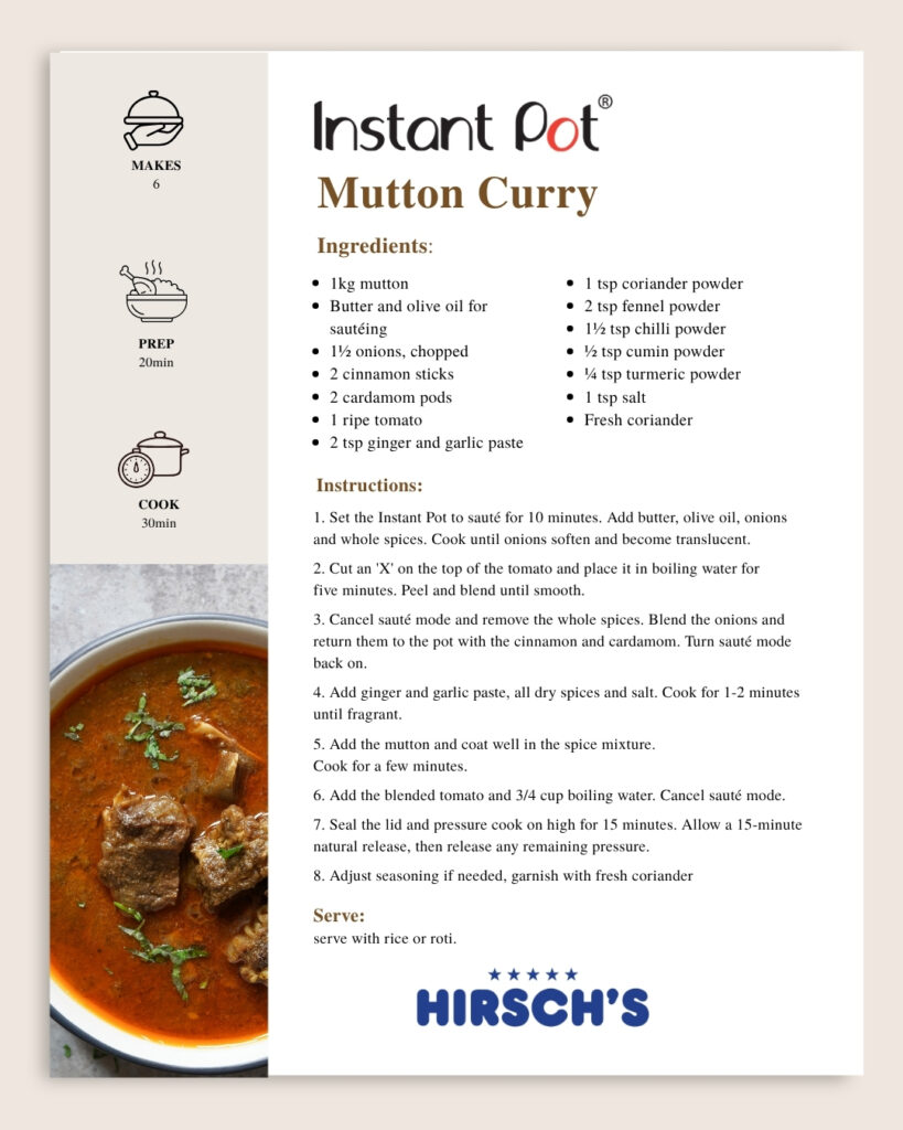 Winter Instant Pot mutton curry recipe
