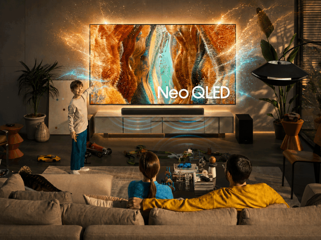 Winter movie night setup with Samsung Neo QLED TV