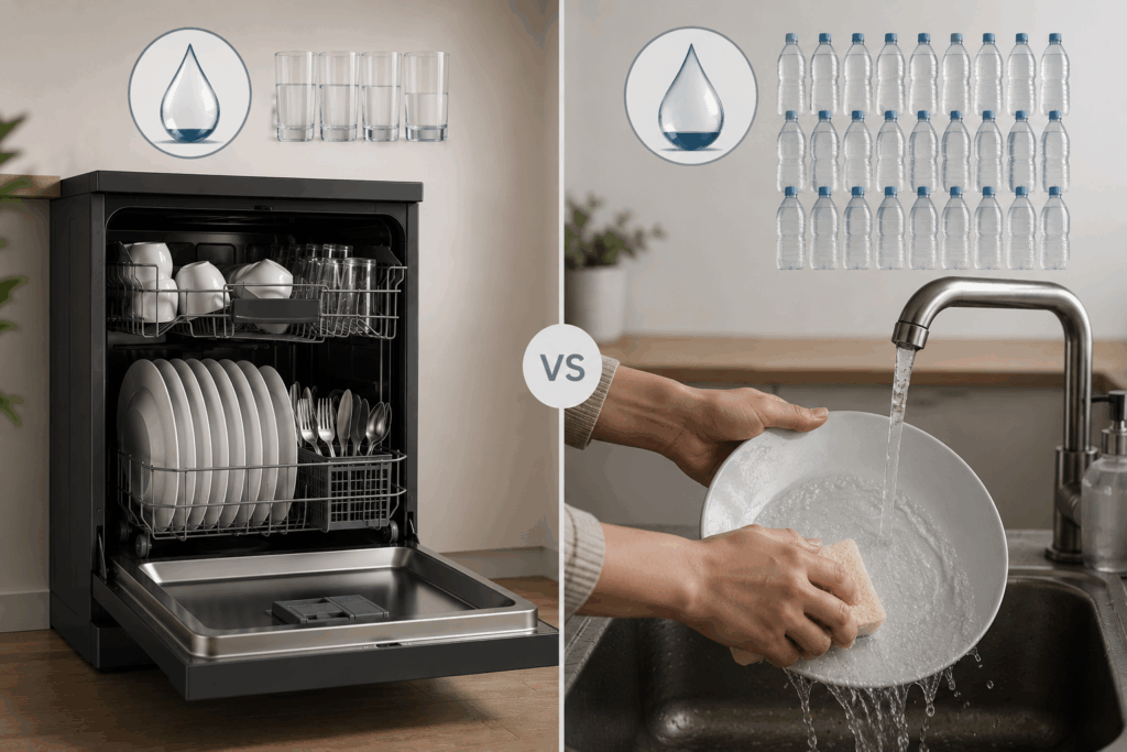 Dishwasher vs hand washing comparison
